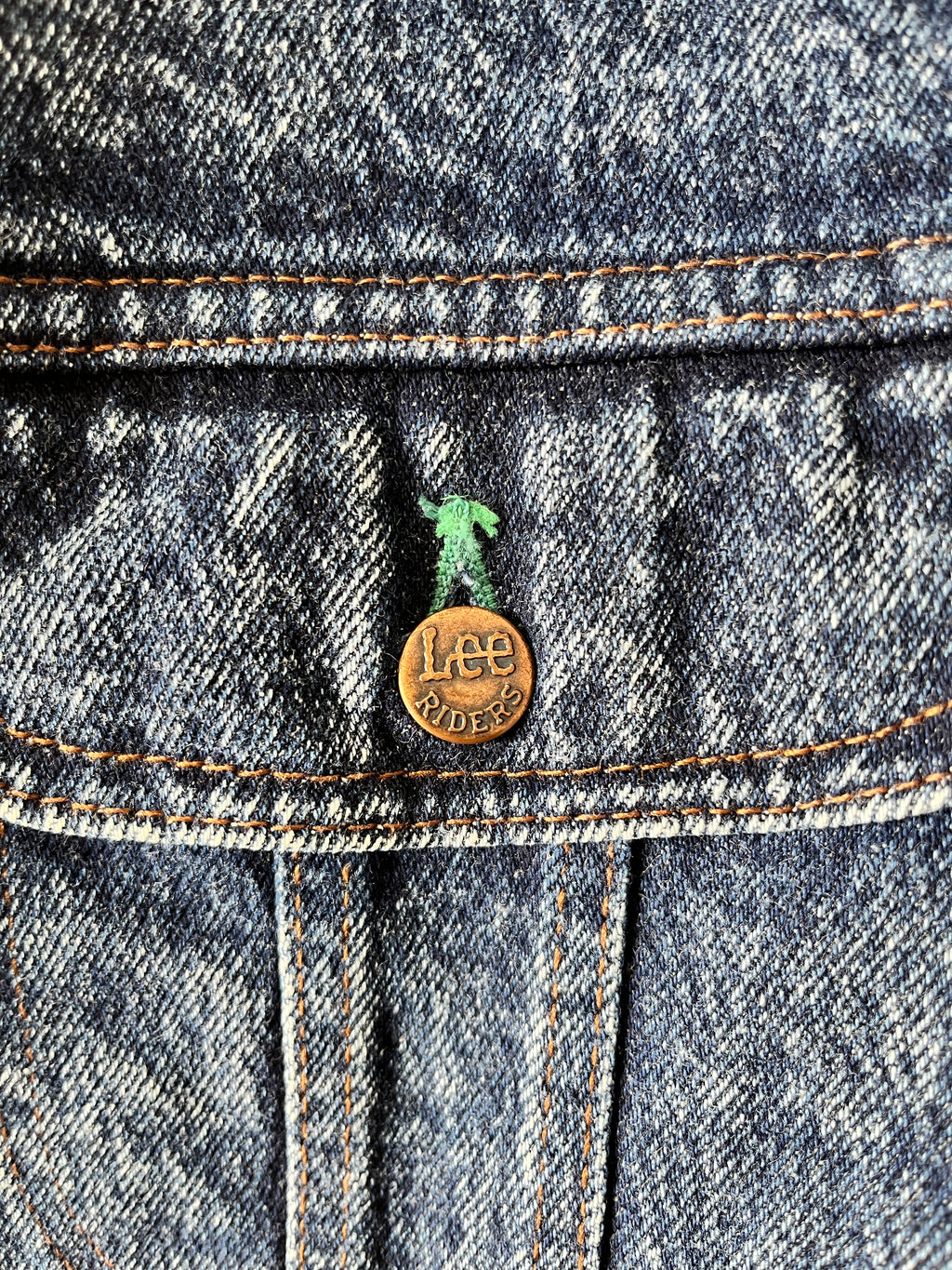 Veste en Jean Lee Rider Vintage | Édition "Easy Rider" | 80s-90s / bouton et surpiqure verte