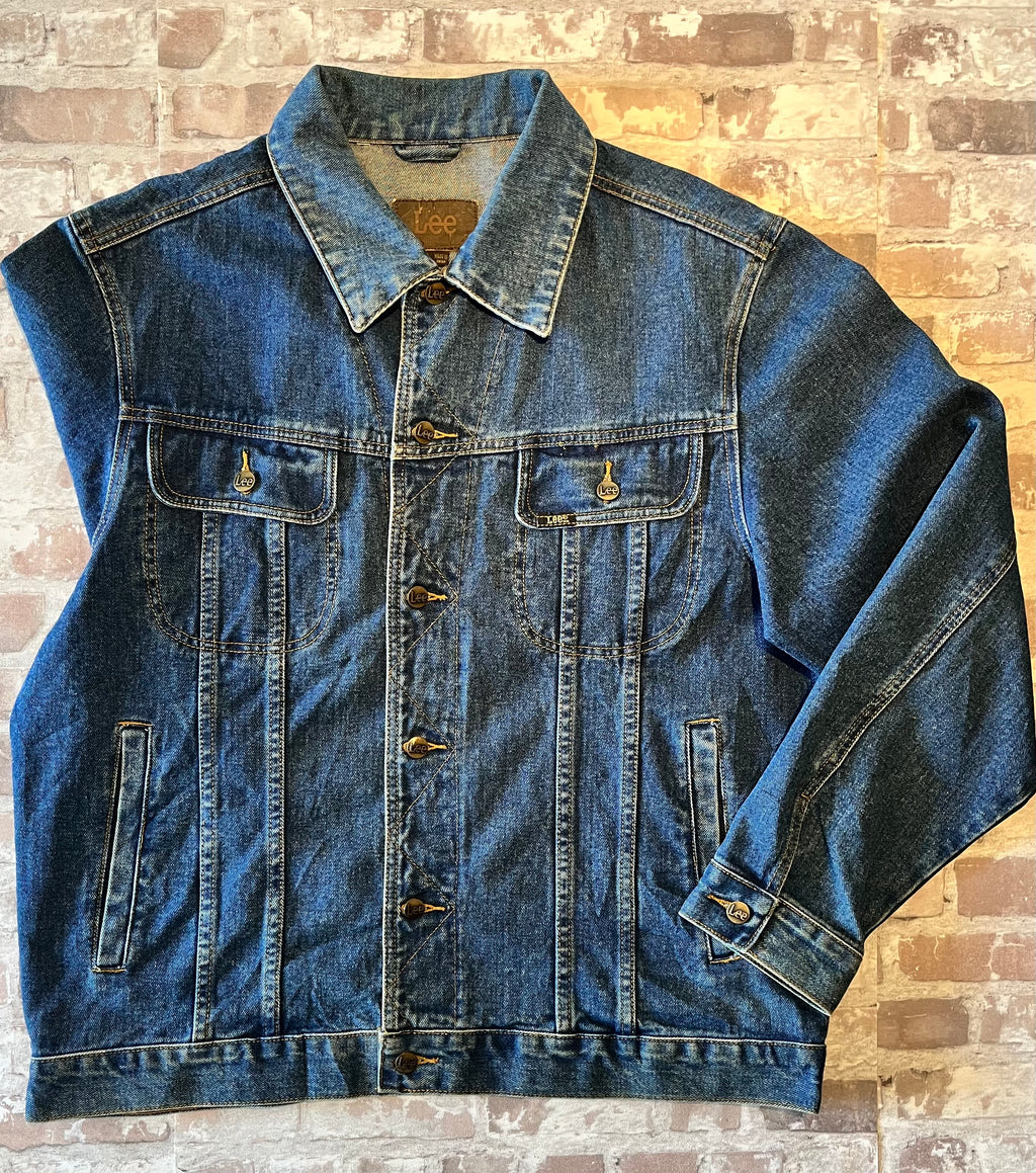 Veste en Jean Lee Vintage Customisée | Aigle Majestueux Peint Au Dos | 90s-00s / face à plat