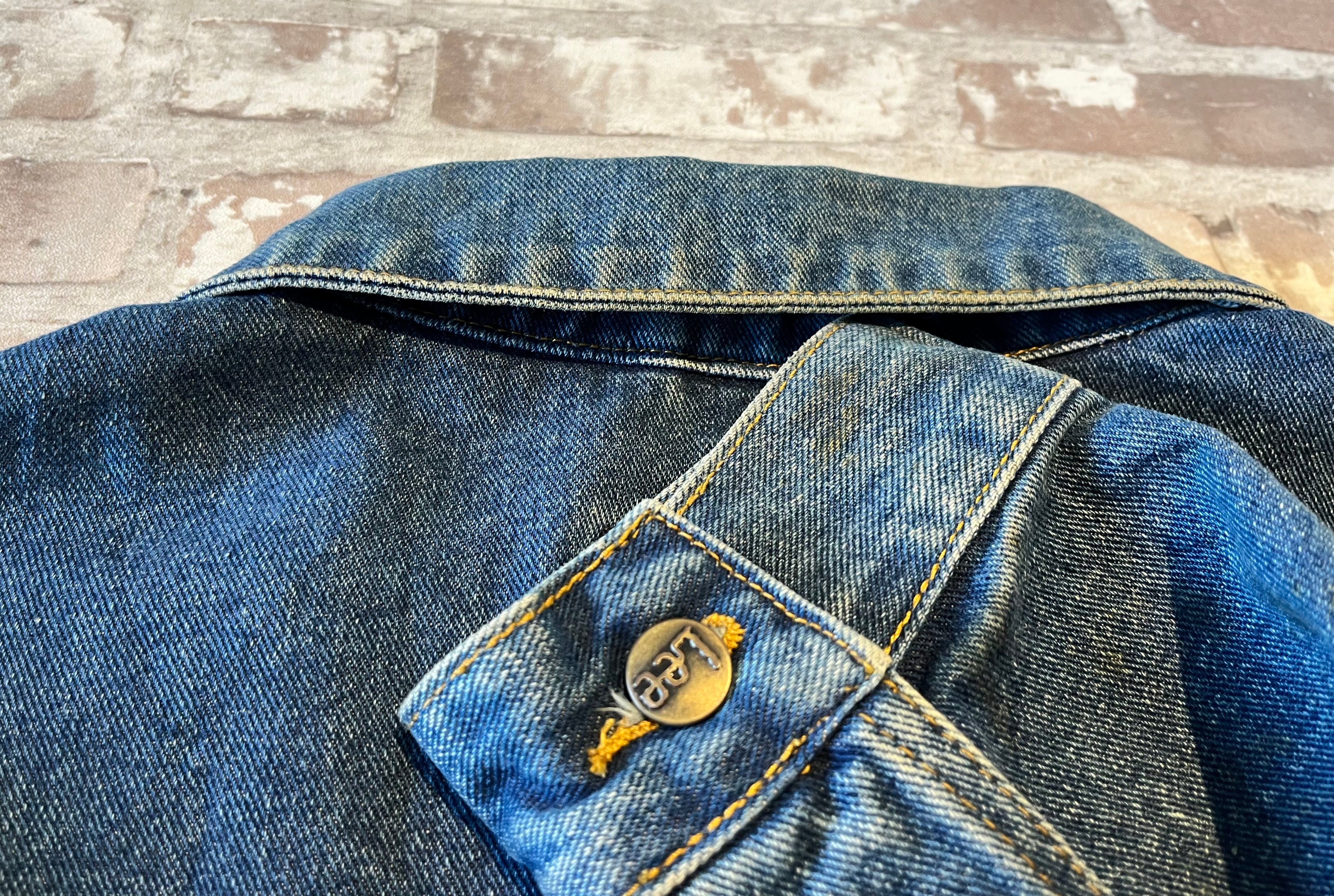 Veste en Jean Lee Vintage Customisée | Aigle Majestueux Peint Au Dos | 90s-00s / patine col