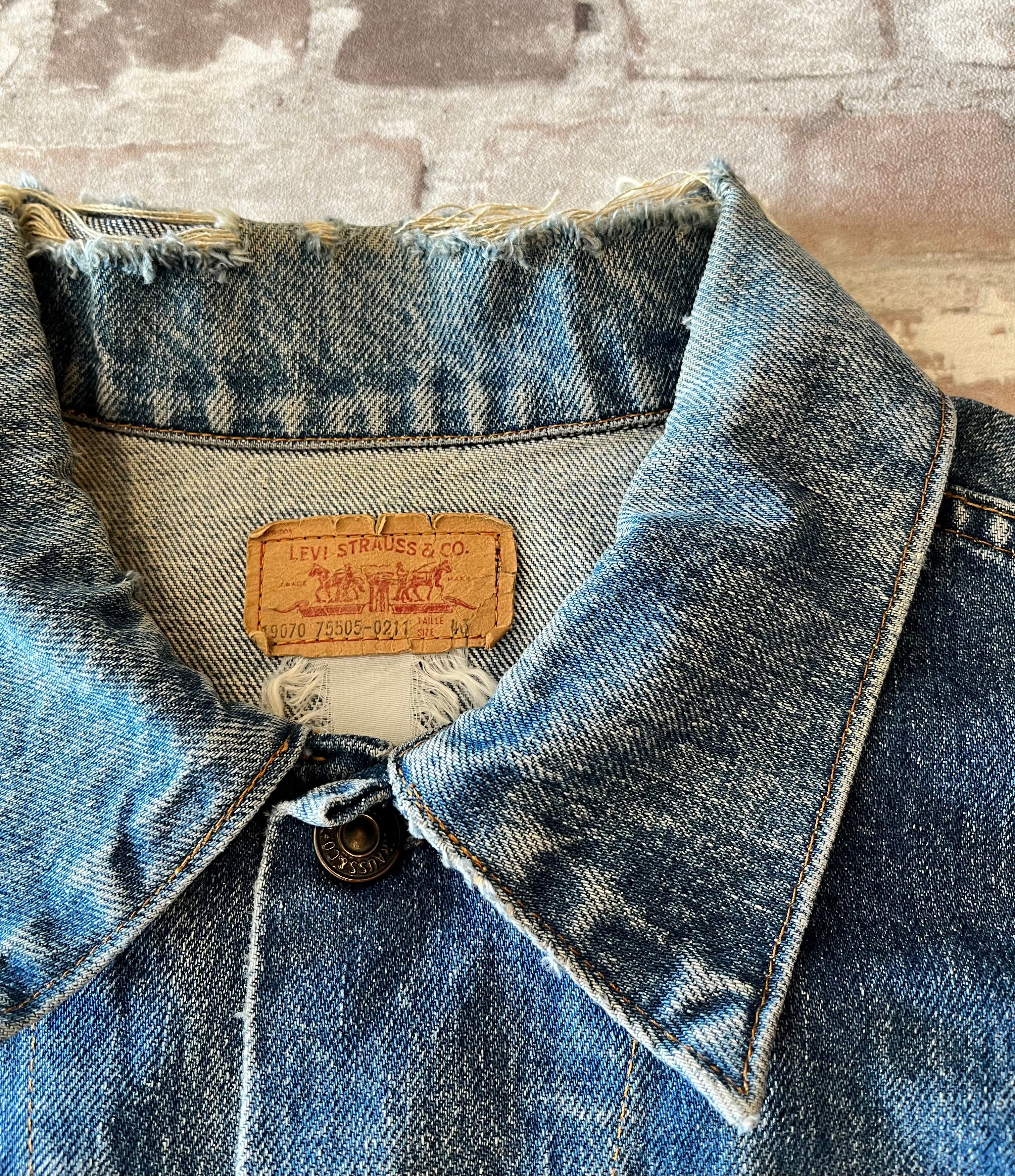 Veste en Jean Levi's 70505 Vintage | 80s | Trucker Jacket sans Poches | Rare | USA / col