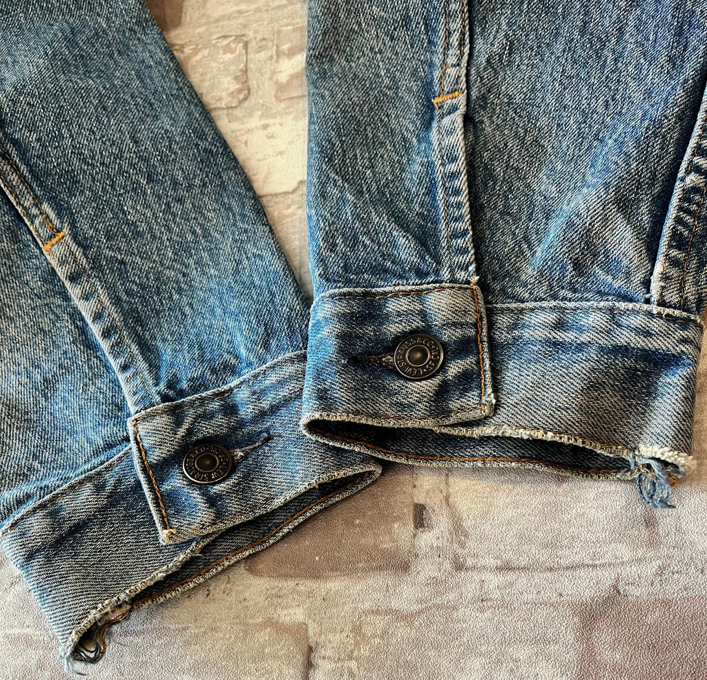 Veste en Jean Levi's 70505 Vintage | 80s | Trucker Jacket sans Poches | Rare | USA / poignets