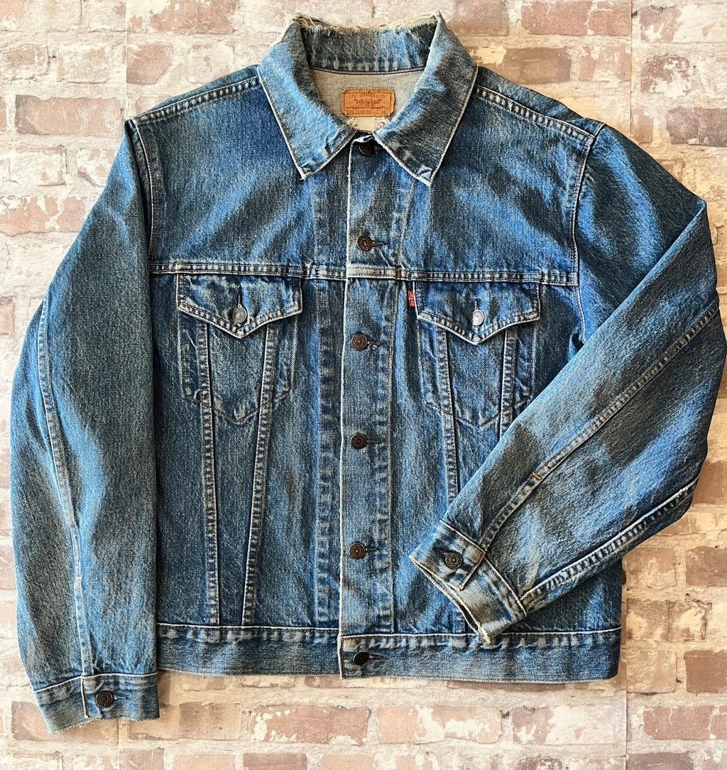 Veste en Jean Levi's 70505 Vintage | 80s | Trucker Jacket sans Poches | Rare | USA / face avant à plat